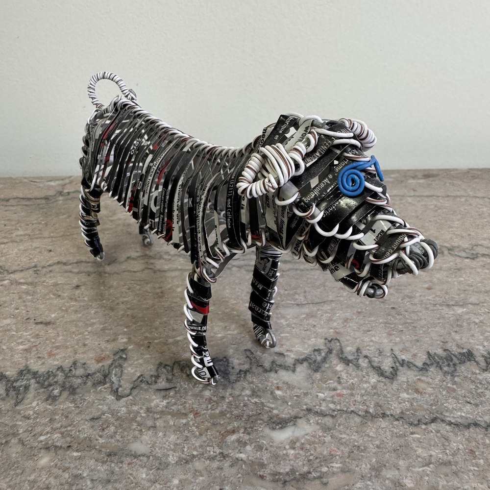 African Handmade Folk Art Tin Soda Can Pop-Art Dachshund Dog Recycle Sculpture